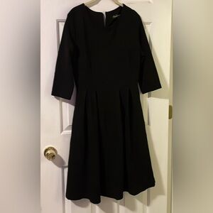 Oxiuly black 3/4 sleeve back zip dress